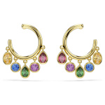 Imber hoop earrings Mixed cuts, Multicolored, 18K gold finish