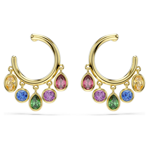 Imber hoop earrings Mixed cuts, Multicolored, 18K gold finish