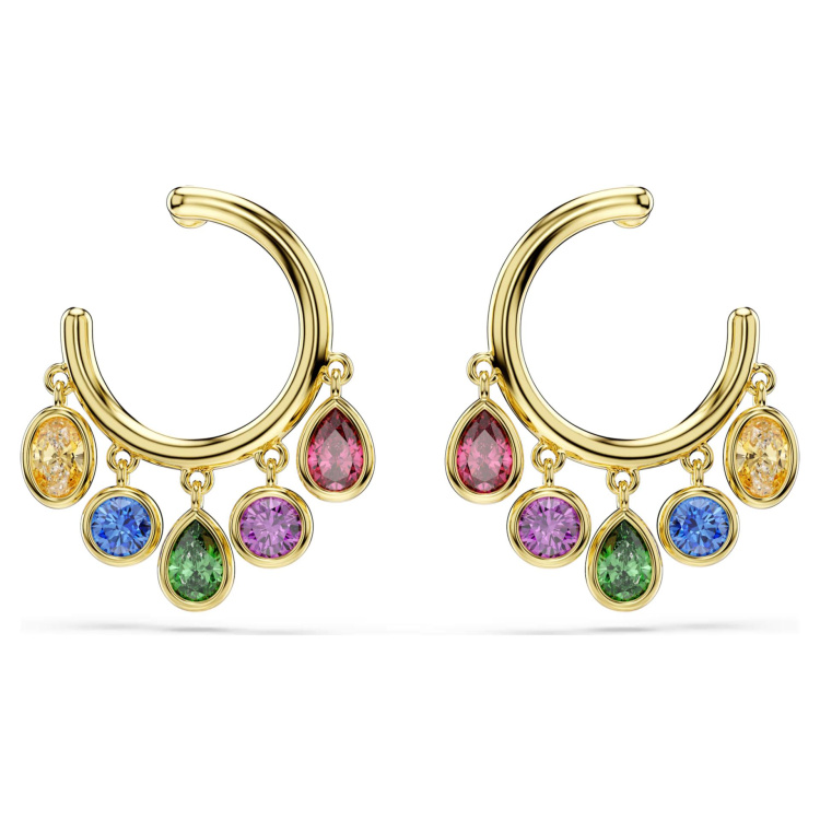Imber hoop earrings Mixed cuts, Multicolored, 18K gold finish