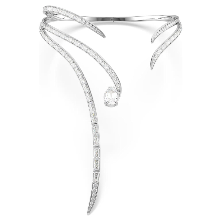 Vienna necklace Mixed cuts, White, Rhodium plated
