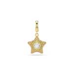 Sublima charm, Round cut, Star, Yellow, 18K gold finish