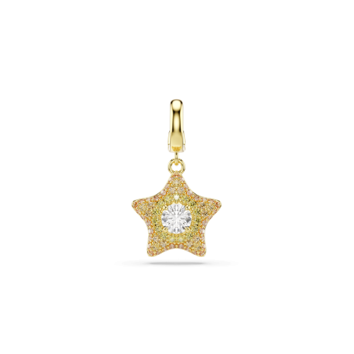 Sublima charm, Round cut, Star, Yellow, 18K gold finish