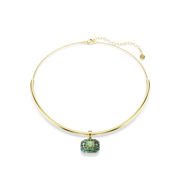 Sublima choker, Octagon cut, Green, 18K gold finish