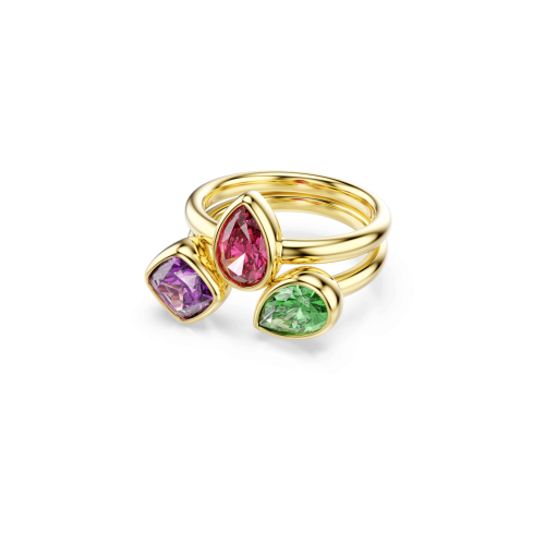 Imber cocktail ring, Set (2), Mixed cuts, Multicolored, 18K gold finish