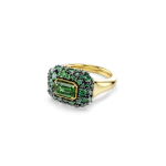 Sublima cocktail ring, Octagon cut, Green, Gold-tone plated
