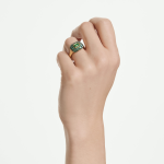 Sublima cocktail ring, Octagon cut, Green, Gold-tone plated