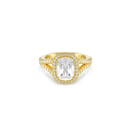 Una Angelic ring, Round cut, White, Gold-tone plated