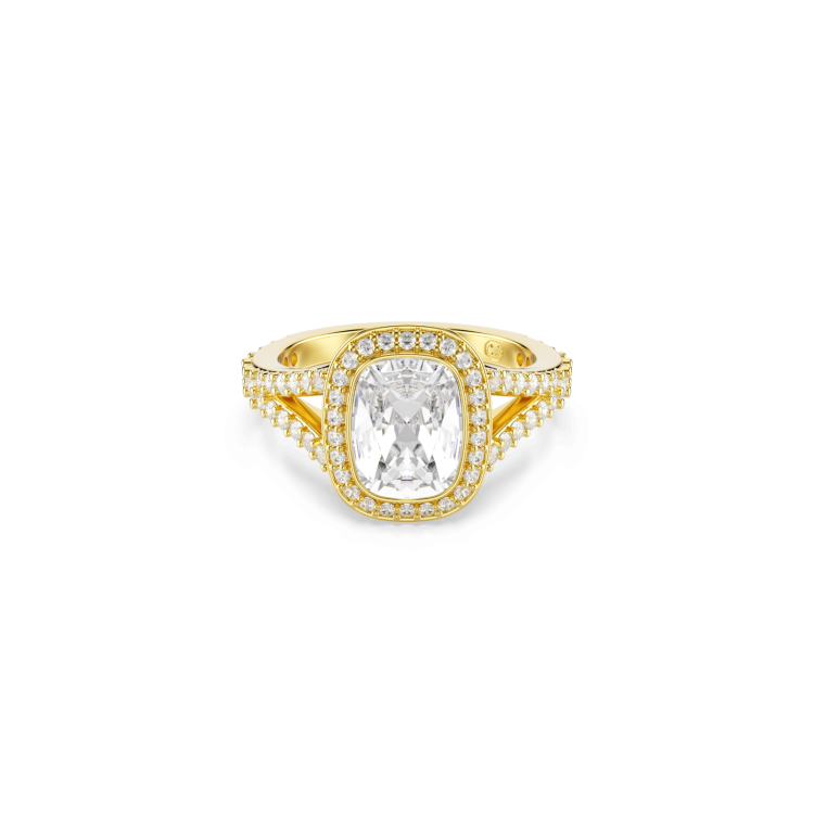 Una Angelic ring, Round cut, White, Gold-tone plated