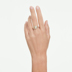 Una Angelic ring, Round cut, White, Gold-tone plated