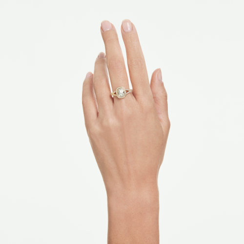 Una Angelic ring, Round cut, White, Gold-tone plated
