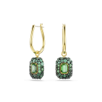 Sublima drop earrings, Octagon cut, Green, 18K gold finish