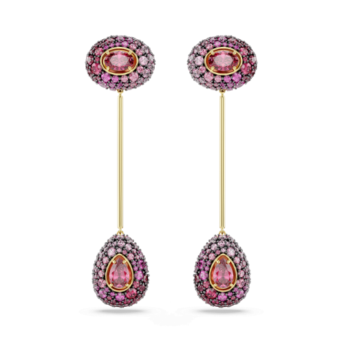 Sublima drop earrings, Pear cut, Red, 18K gold finish