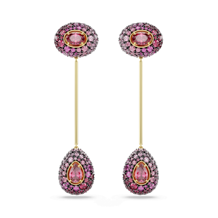 Sublima drop earrings, Pear cut, Red, 18K gold finish