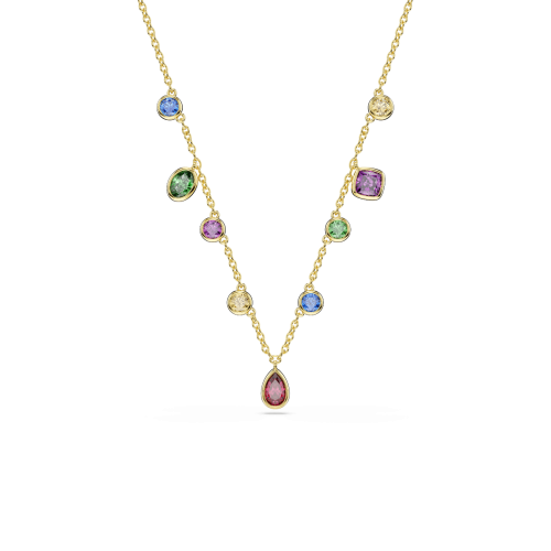 Imber necklace, Mixed cuts, Multicolored, 18K gold finish