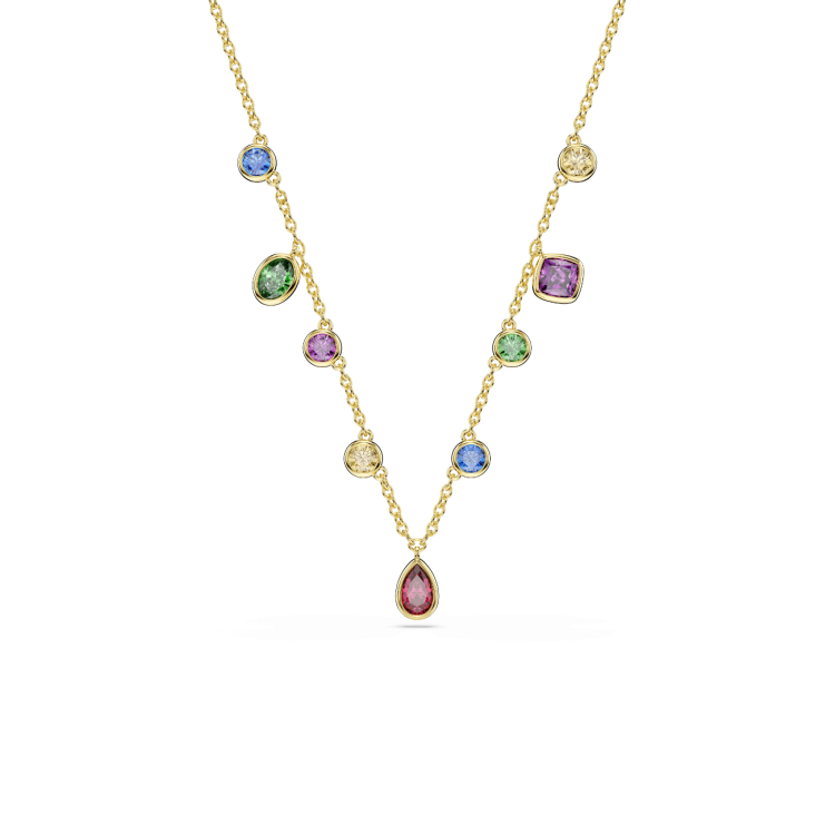 Imber necklace, Mixed cuts, Multicolored, 18K gold finish