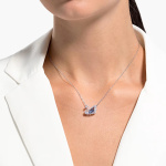 Dancing Swan Necklace, Blue, Rhodium plated