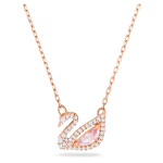 Dazzling Swan Necklace, Multi-colored, Rose-gold tone plated
