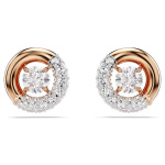 Dextera stud earrings Round cut, White, Rose gold-tone plated