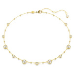 Imber necklace Round cut, Scattered design, White, Gold-tone plated