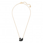 Swarovski Iconic Swan Pendant, Black, Rose-gold tone plated