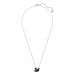 Swarovski Iconic Swan Pendant, Black, Rhodium plated