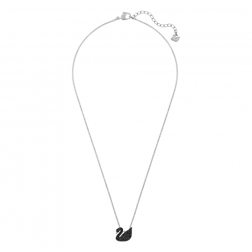 Swarovski Iconic Swan Pendant, Black, Rhodium plated