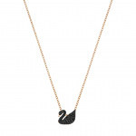 Swarovski Iconic Swan Pendant, Black, Rose-gold tone plated