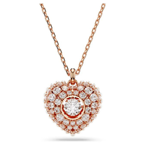 Hyperbola pendant Heart, White, Rose gold-tone plated