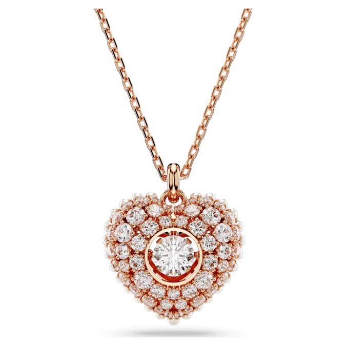 Hyperbola pendant Heart, White, Rose gold-tone plated