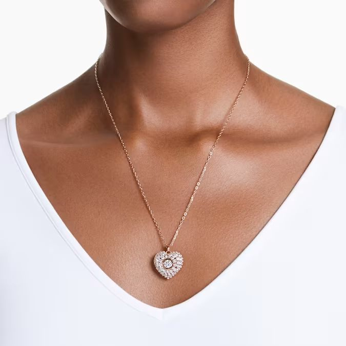 Hyperbola pendant Heart, White, Rose gold-tone plated
