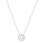 Una necklace Round cut, White, Rhodium plated