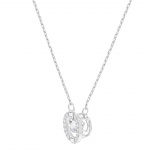 Una necklace Round cut, White, Rhodium plated
