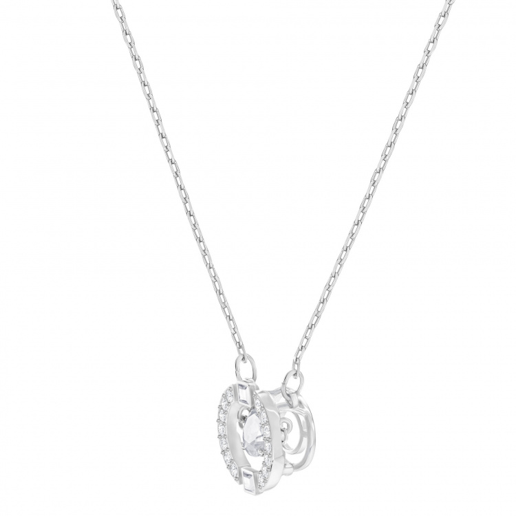 Una necklace Round cut, White, Rhodium plated