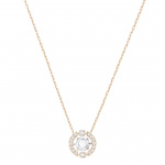 Una necklace Round cut, White, Rose gold-tone plated
