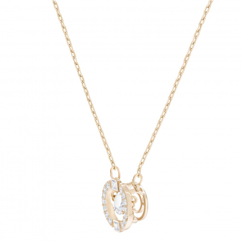 Una necklace Round cut, White, Rose gold-tone plated