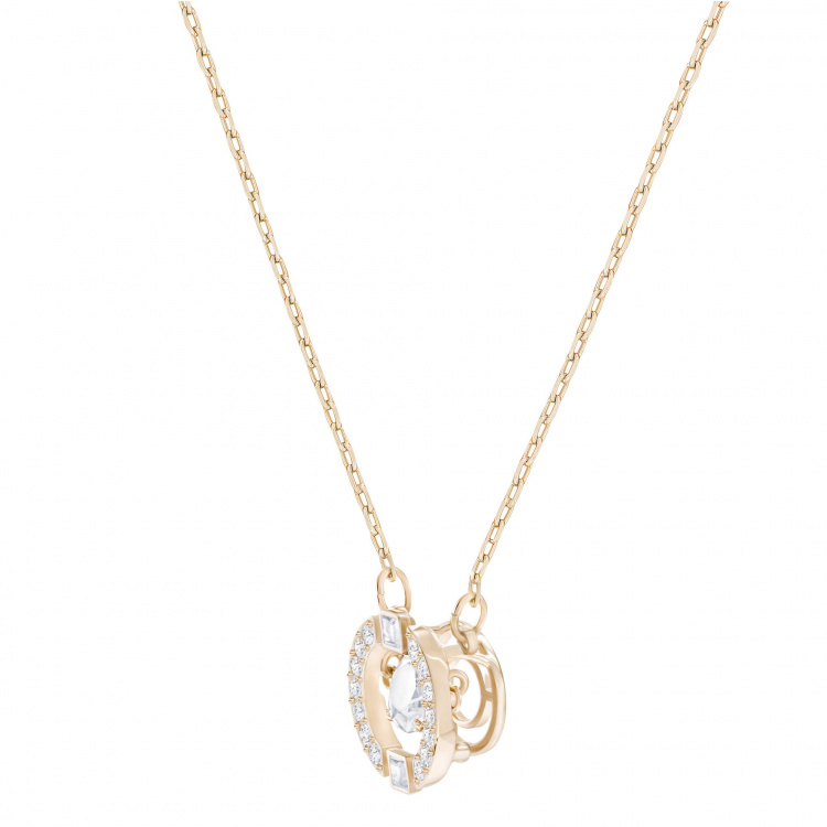 Una necklace Round cut, White, Rose gold-tone plated