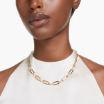Constella necklace White, Gold-tone plated