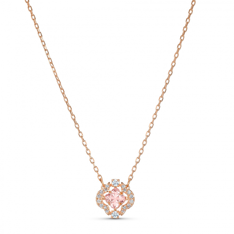 Una necklace Clover, Pink, Rose gold-tone plated