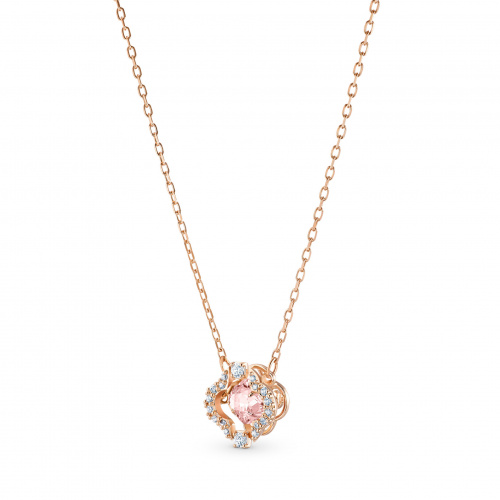 Una necklace Clover, Pink, Rose gold-tone plated