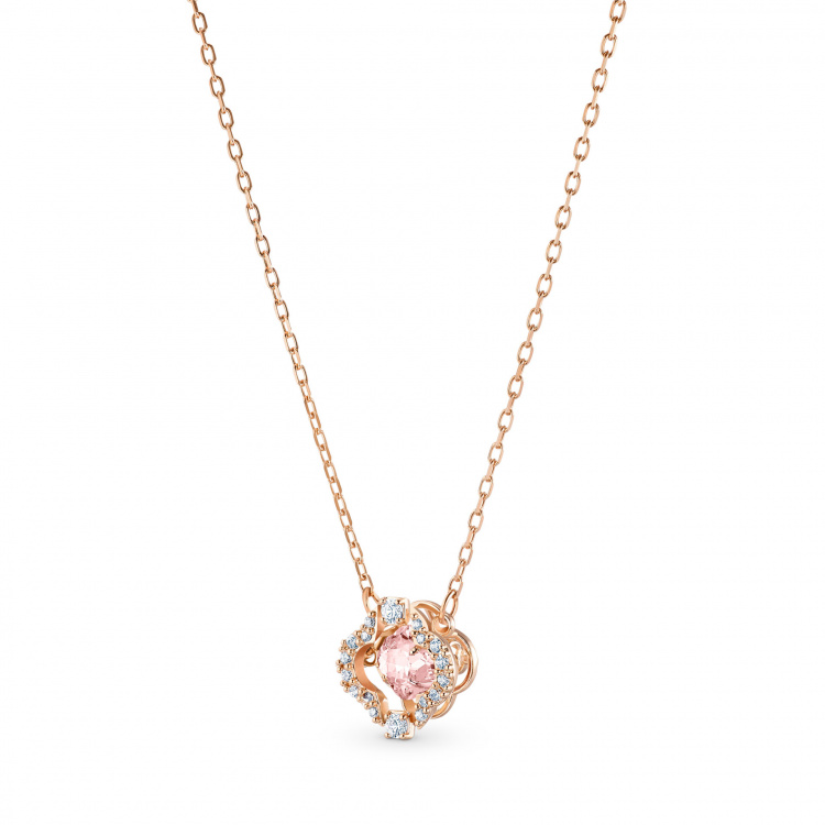 Una necklace Clover, Pink, Rose gold-tone plated