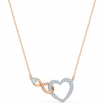 Hyperbola necklace Infinity and heart, White, Mixed metal finish