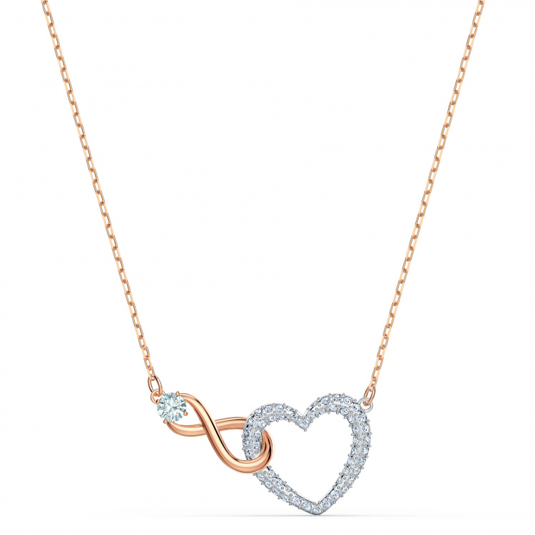 Hyperbola necklace Infinity and heart, White, Mixed metal finish