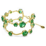 Constella double bangle Mixed round cuts, Green, Gold-tone plated