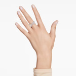 Hyperbola ring Infinity, White, Silver-tone finish