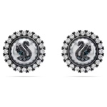 Swarovski Swan stud earrings Swan, Gray, Ruthenium plated