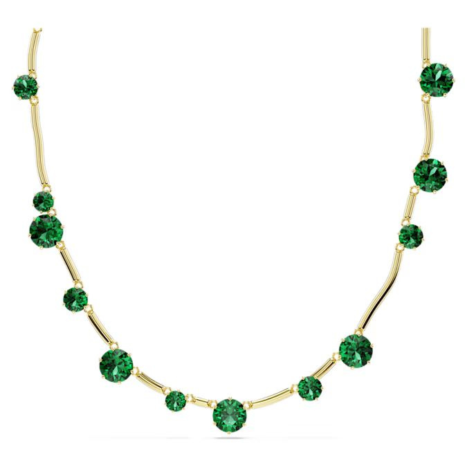 Constella strand Mixed round cuts, Green, Gold-tone plated