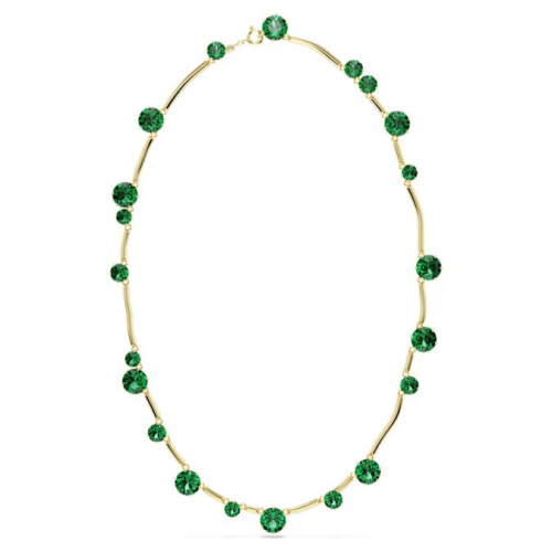 Constella strand Mixed round cuts, Green, Gold-tone plated