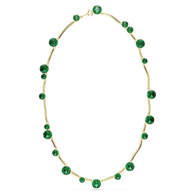 Constella strand Mixed round cuts, Green, Gold-tone plated