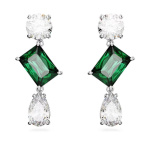 Mesmera drop earrings Mixed cuts, Green, Rhodium plated