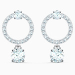Constella hoop earrings Round cut, White, Rhodium plated